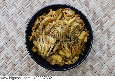Tasty Jackfruit Stir Fry Curry. Indian Delicious Side Dish. Authentic Kathal Ki Sabji Home Cooked As