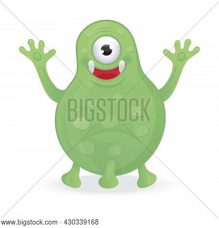 Happy Halloween Vector. Colorful Monster, Yeti Character And Face In Cartoon Style.