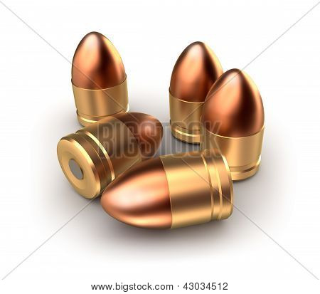 Pack af pistol ammunition catridges med kugler. Koncept.