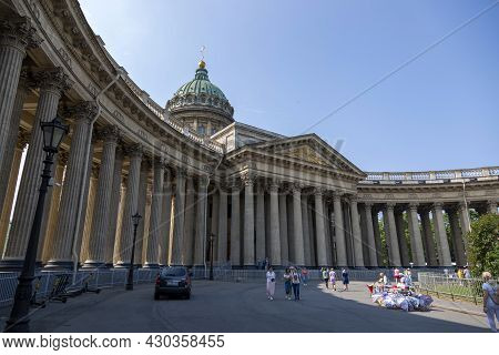 St. Petersburg, Russia - July 09, 2021: Kazan Cathedral On Kazanskaya Square In St. Petersburg.