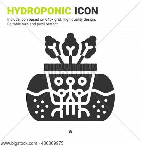 Hydroponic Icon Vector With Glyph Style Isolated On White Background. Vector Illustration Hydroponic