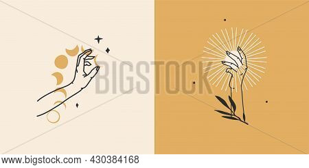 Hand Drawn Vector Abstract Stock Flat Graphic Illustration With Minimal Logo Element Collection Set,