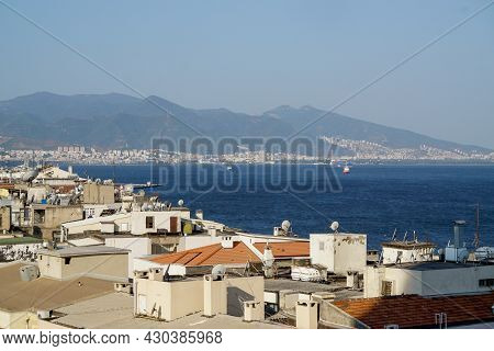 Izmir Alsancak Seaside With Roof Of The Buildings