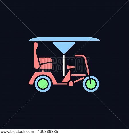Bicitaxi Rgb Color Icon For Dark Theme. Tourists Transportation. Commercial Vehicle With Three Wheel