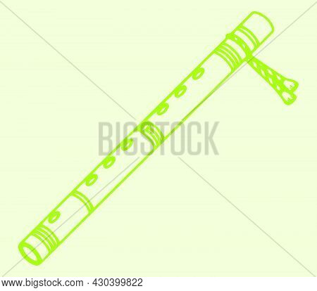 Sketch Of Lord Krishna Music Instrument Wooden Flute Outline Editable Illustration