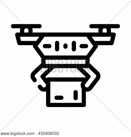 Drone Delivery Robot Line Icon Vector. Drone Delivery Robot Sign. Isolated Contour Symbol Black Illu