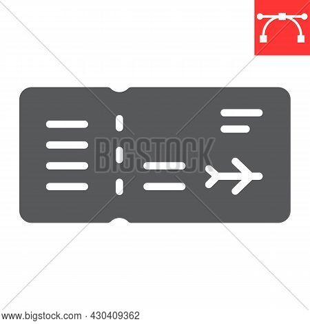 Air Ticket Glyph Icon, Travel And Airport, Airplane Ticket Vector Icon, Vector Graphics, Editable St