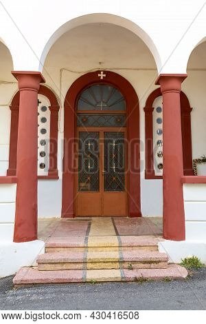 Church Door. Shot From The Small Church At Gerani On Crete, Greece