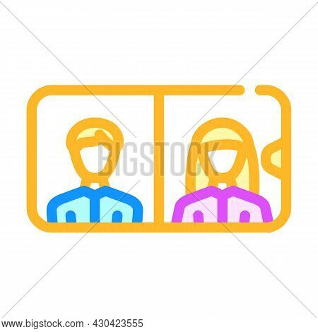 Conference Via Mobile Color Icon Vector. Conference Via Mobile Sign. Isolated Symbol Illustration