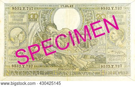 A Single Historic 100 Belgian Franc Note (1942) Obverse