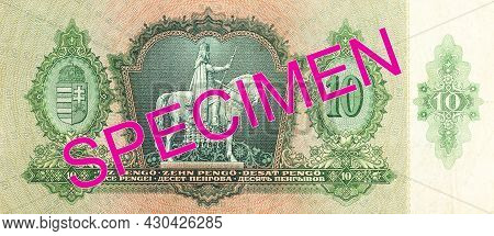 Single Historic 10 Hungarian Pengo Banknote (1936) Reverse Specimen
