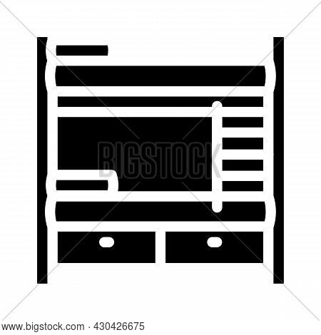 Multilevel Bed Furniture Glyph Icon Vector. Multilevel Bed Furniture Sign. Isolated Contour Symbol B