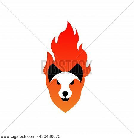Simple Vector Illustration Of Fox Face On Fire, Great For Pet Shop Pet Icon And Logo