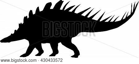 The Silhouette Of A Large Dinosaur With Spikes On Its Back.