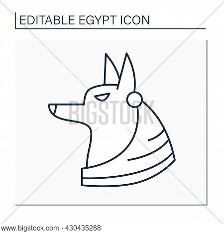 Anubis Line Icon. Death God. Canine Or A Man With A Canine Head. Guardian Of Graves And Mummies. Egy