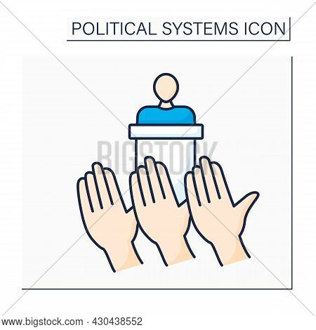 Democracy Color Icon.government Form.power Vested In People. Exercised Directly By People Or Through
