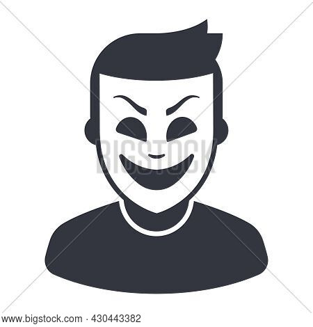 Icon Of A Man In A Theatrical Mask. Flat Vector Illustration.