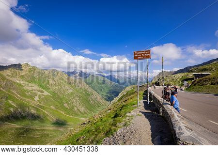 Direction Signs At Timmelsjoch High Alpine Road In The Austrian Alps Also Called Passo Rombo - Timme