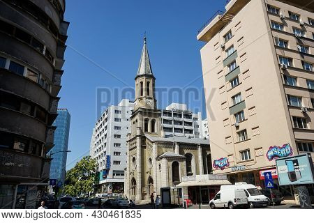 Bucharest, Romania - August 15, 2021: The Lutheran Church, On Lutheran Street In Bucharest.