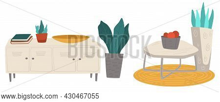 Modern Interior Design With Table And Fora Decor