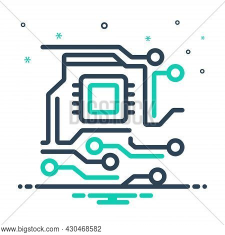 Mix Icon For Electronic Circuit Digital Microchip Tech Chip Semiconductor Board Memory