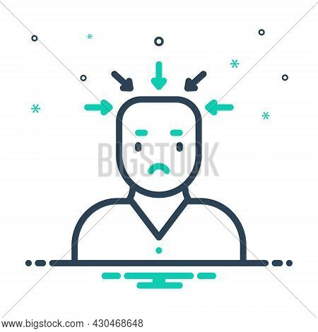 Mix Icon For Tension Stress Strain Exertion Anxiety Concern Aftercare Frustrated Irritation Headache