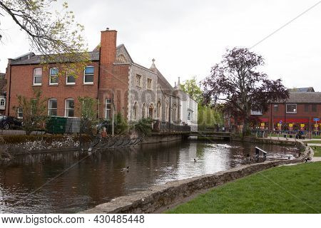 Views Of The River Anton Through Andover Town Centre In Hampshire In The Uk, Taken 25th May 2021