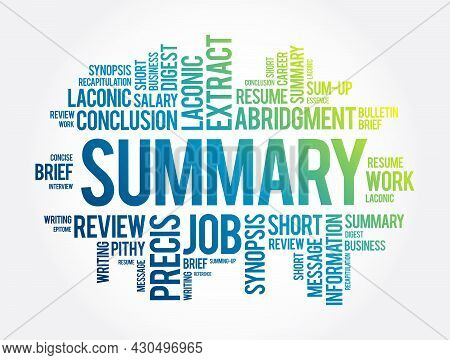 Summary Word Cloud Collage, Business Concept Background