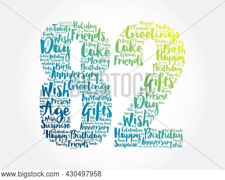 Happy 82nd Birthday Word Cloud, Holiday Concept Background