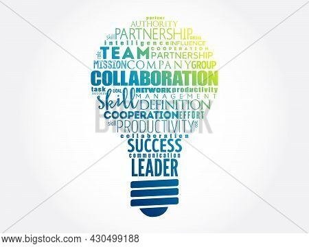 Collaboration Light Bulb Word Cloud Collage, Business Concept Background