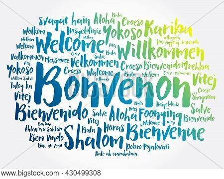 Bonvenon (welcome In Esperanto) Word Cloud In Different Languages