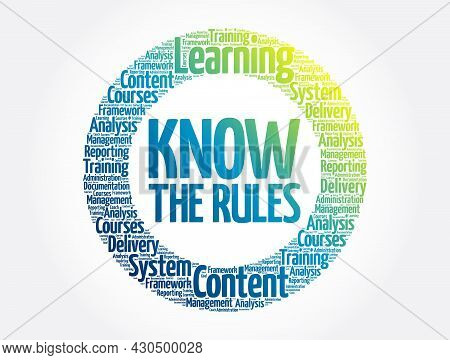Know The Rules Circle Word Cloud, Business Concept