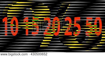 Percentage Sign From Uneven Stripes And Row Of 10 15 20 25 50  Numbers, Values For Your Choise In Di