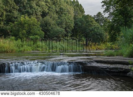 A Small Natural Step Falls Crosses The Entire Widt Of Prairie Creek Just Before It Flows Into The Ka