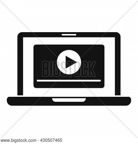 Laptop Video Editing Icon Simple Vector. Screen Camera. Film Editor