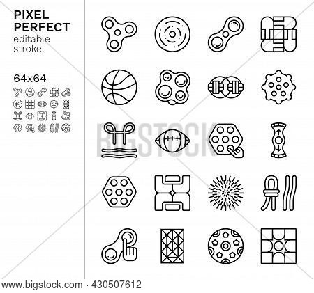 Trendy Fidget Toys Icon Set Included Spinner, Simple Dimple And Others Antistress Games For Kids And