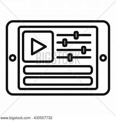 Tablet Video Edit Icon Outline Vector. Film Editor. Top Camera