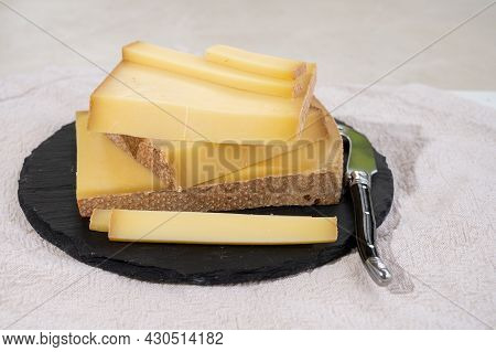 Cheese Collection, Hard French Cheese Comte Made From  Cow Milk With Rind In Franche-comte Region, F