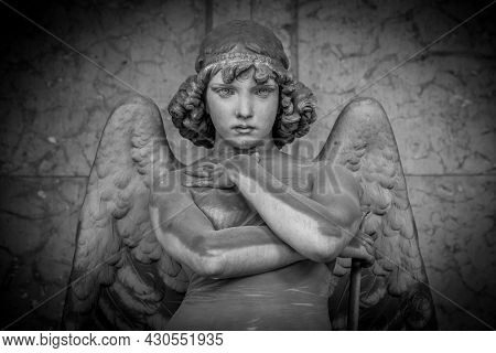 Genoa, Italy - Circa August 2020: Angel Sculpture By Giulio Monteverde For The Oneto Family Monument