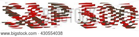 Snp 500 Text With Stripes Distortion, Isolated On White Background. Eps Vector Illustration Template