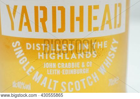 London, United Kingdom - October 3, 2020 Closeup On The  Single Malt Scotch Whisky Crabbie\'s Yardhe