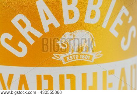 London, United Kingdom - October 3, 2020 Closeup On The  Single Malt Scotch Whisky Crabbie\'s Yardhe