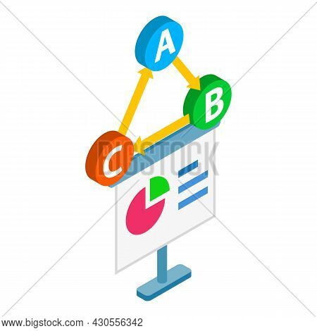 Business Planning Icon Isometric Vector. White Board With Piechart And Point Abc. Business Strategy,