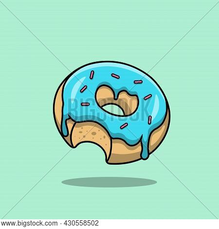 Melting Doughnut Cartoon Vector Icon Illustration. Food Object Icon Concept Isolated Premium Vector.