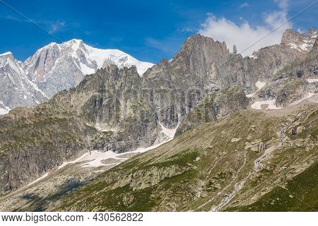 Scenic View Of The Italian Alps From The Skyway Monte Bianco Cable Car That Goes Up From Courmayeur 