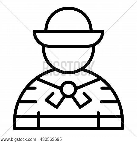 Gondolier Man Icon Outline Vector. Gondola Boat. Venice Italian