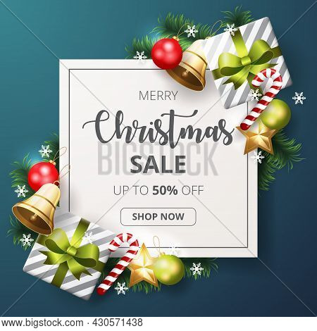 Chrisrmas Sale Banner With Christmas Element. Vector Illustration