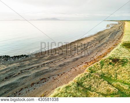 Aerial View Of Allonby Village Beach In Allerdale District In Cumbria, Uk
