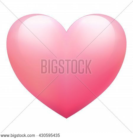 Big Pink Heart On White Background. Valentine's Day Sign. Bright  Vector Illustration Of Valentine D