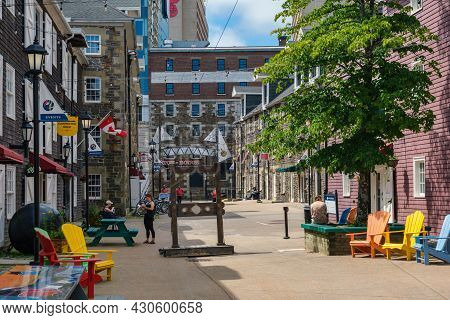 Halifax, Nova Scotia, Canada - 11 August 2021: The Historic Properties Warehouses On The Halifax Boa